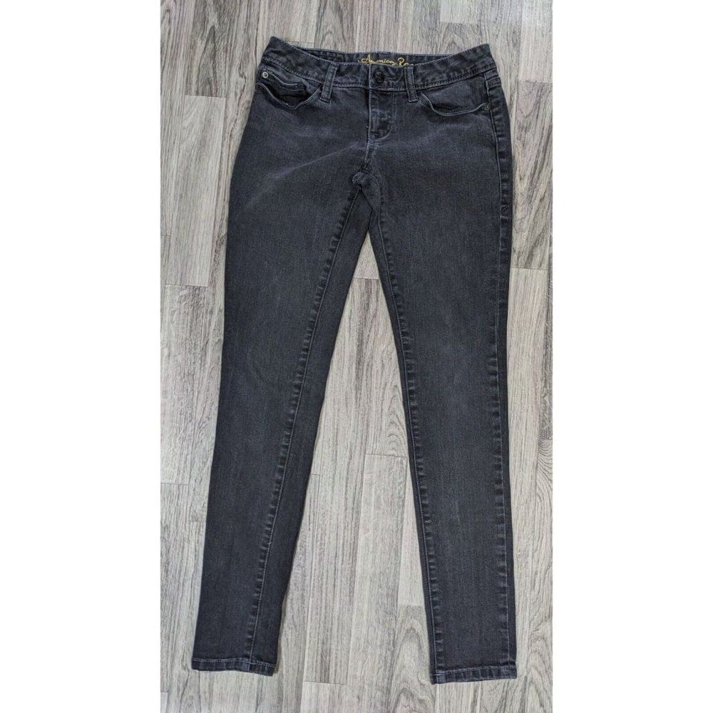 (3/$35) American Rag Cie Size 3 R Embroidered Pockets Skinny Grey Black Jeans